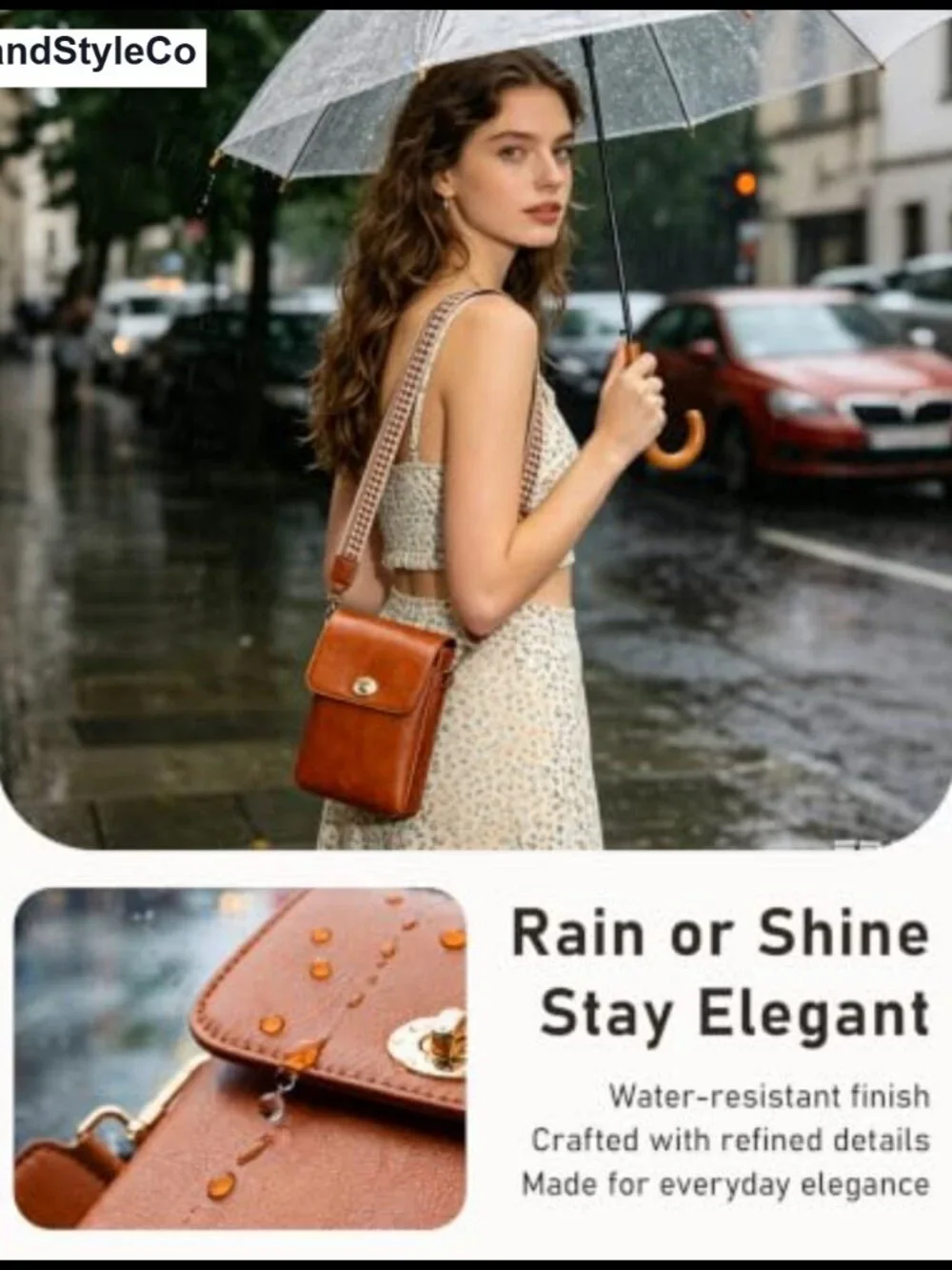 Faux Leather Crossbody Bag for Women, RFID Phone Purse with Woven Strap